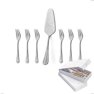 Confezione a libro 7 pezzi, forchettine pi� paletta dolce Royal Retro, Acciaio inox 18-10 finitura vintage, spessore 2.5 mm