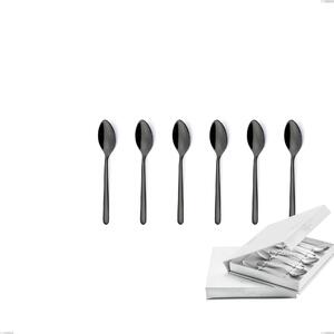 Confezione a libro 6 pezzi cucchiaino moka Venice Gun Metal, Acciaio Inox 18-10 trattamento pvd canna di fucile, spessore 4 mm