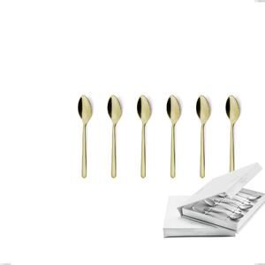 Confezione a libro 6 pezzi cucchiaino moka Venice Tin Gold, Acciaio Inox 18-10 trattamento pvd oro, spessore 4 mm