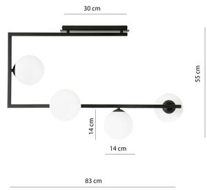 Lampadario a sospensione con supporto rigido SOMA 4xE14/10W/230V nero/bianco