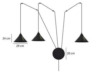 Lampadario a sospensione con filo ABRAMO 3xE27/15W/230V nero