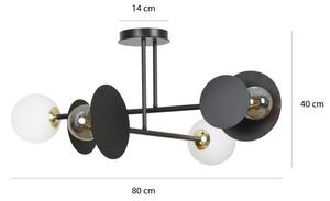 Lampadario a sospensione con supporto rigido MINERVA 2xE27/15W + 2xE14/10W/230V nero