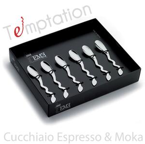 Cucchiaino espresso e Moka 6 pezzi Temptation in acciaio inox 1810 lucidato a specchio spessore 2 mm
