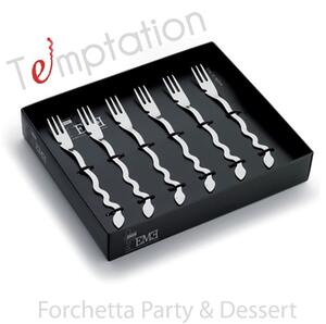 Forchettine party 6 pezzi Temptation in acciaio inox 1810 lucidato a specchio spessore 2 mm