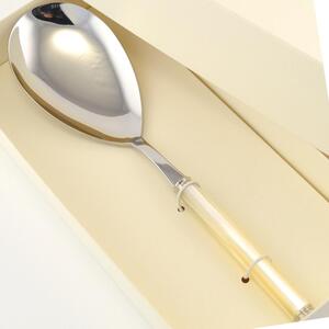 Confezione Pala Riso LINEA PERLATO composizione CB1280LN-PE13 Lunghezza 275 mm manicatura in acrilico con doppia ghiera tornita. in scatolata bomboniera serigrafata