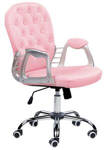 Sedia da ufficio in ecopelle rosa con pulsante regolabile in altezza con alzata a gas con schienale capitonnè e rotazione completa Beliani