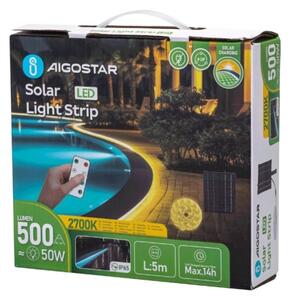 Aigostar - Striscia solare LED dimmerabile 5W 3,2V 5m 2700K IP65 + DO