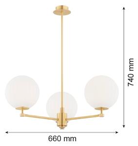 Argon 6307 - Lampadario a sospensione con supporto rigido PALOMA 3xE14/7W/230V oro/bianco