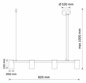 Lampadario a sospensione con filo MARIBEL 4xGU10/10W/230V nero