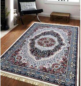 Stiloso tappeto vintage di colore beige con un interessante motivo blu-rosso Larghezza: 150 cm | Lunghezza: 230 cm
