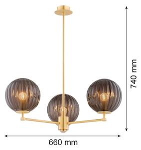 Argon 6310 - Lampadario a sospensione con supporto rigido PALOMA 3xE14/7W/230V oro/nero