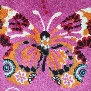 Tappeto rosa per la stanza di una ragazza con le farfalle Larghezza: 120 cm | Lunghezza: 170 cm