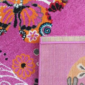 Tappeto rosa per la stanza di una ragazza con le farfalle Larghezza: 120 cm | Lunghezza: 170 cm