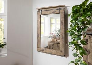 Specchio in legno di Mango 60x8x100 sbiancato laccato RAILWAY