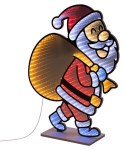 ECD Germany: Babbo Natale con effetto specchio infinito a LED, decorazione natalizia per interni, illuminazione natalizia 3D, catena luminosa a specchio, timer, 47x60 cm