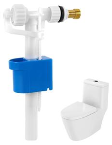 Valvola galleggiante universale - Galleggiante - Meccanismo di scarico - Valvola di fondo - Attacco laterale - Flusso d'acqua regolabile