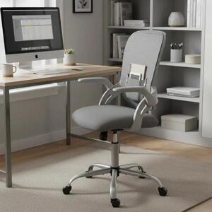 Sedia da ufficio con braccioli pieghevoli, colore grigio