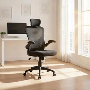 Sedia da ufficio ergonomica in mesh, con altezza regolabile, colore nero
