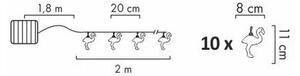 LED Catena decorativa solare 10xLED/1,2V 300 mAh 3,8 m IP44 fenicottero