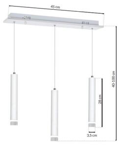 Lampadario LED su filo ALBA 3xLED/15W/230V bianco