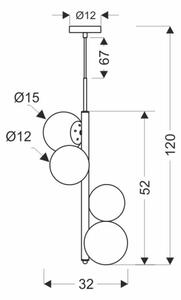 Lampadario a sospensione con filo CORDEL 4xG9/20W/230V oro