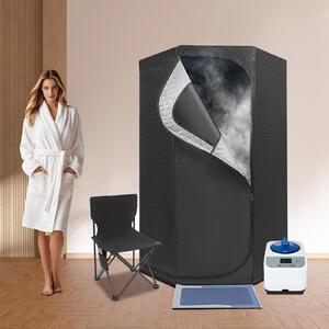 Sauna a vapore portatile - tenda per sauna domestica - 1350 W - serbatoio dell'acqua da 3 litri - 9 impostazioni di calore - timer 5-60 min - sedia pieghevole - cavo da 1,15 m