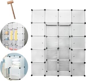 Sistema di scaffalatura Yakimz Armadio Sistema di scaffalatura fai da te in plastica Armadio Sistema di scaffalatura plug-in Sistema di scaffalatura plug-in con anta Armadio in plastica 20 scatole/bianco