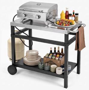 KOMFOTTEU: Tavolo da barbecue e carrello di servizio con piano in acciaio inossidabile, dimensioni 90 x 59 x 81 cm