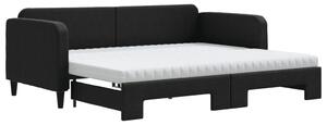 VidaXL Letto da giorno allungabile con materassi nero 90x190 cm in tessuto