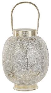 Lanterna in metallo dorato 30 cm con portacandele in vetro traforato orientale Boho Beliani