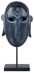 Statuetta decorativa in poliresina nera 39 cm Statua maschera africana su supporto scultura ornamentale Decor Accessori Beliani