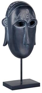 Statuetta decorativa in poliresina nera 39 cm Statua maschera africana su supporto scultura ornamentale Decor Accessori Beliani