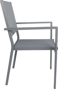 Sedia da giardino senza cuscino Lisbon con braccioli in alluminio con seduta in textilene grigio / argento