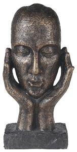 Statuetta decorativa Rame Poliresina 41 cm Volto nelle mani Statua su supporto scultura ornamentale Decor Accessori Beliani