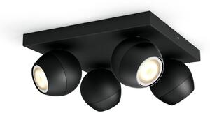 Philips Hue Bianco Amb. Buckram Spot 4 flg. nero 4x350lm DS-