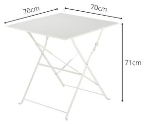 Tavolo da giardino Flora NATERIAL struttura e superficie in acciaio bianco per 2 persone 70x70cm