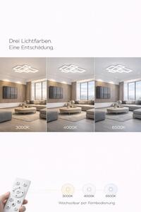 Braytron: moderna lampada da soffitto a LED di design, dimmerabile, 3CCT 3000–6500K, con telecomando, 65W, rettangolare, bianca