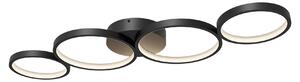 Braytron Moderna plafoniera LED di design dimmerabile 3CCT 3000-6500K telecomando 60W anelli nero