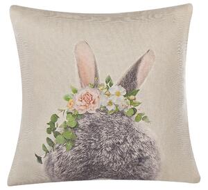 Set di 2 cuscini decorativi in cotone tortora stampa coniglietto pasquale 45 x 45 cm quadrati Beliani