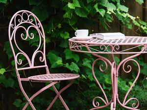 Tavolo da bistrò all'aperto con volute decorative verniciate a polvere di metallo rosa Beliani