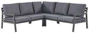 Set divano ad angolo per esterni grigio scuro alluminio Nero con tavolino cuscini in poliestere 5 posti componibili Beliani