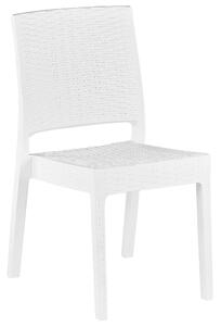 Set da pranzo da giardino Tavolo quadrato bianco 80 x 80 cm 4 sedie impilabili 4 posti minimalista Beliani