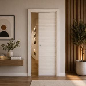 Porta da interno scorrevole reversibile palissandro bianca effetto liscio in MDF H210 cm - 60xH210 cm