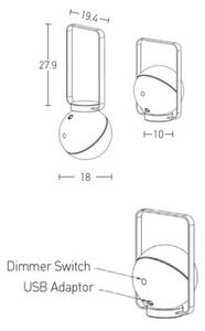 Zambelis E233 - Lampada LED dimmerabile da esterno LED/1,5W/3,7V 2600 mAh IP44 nero