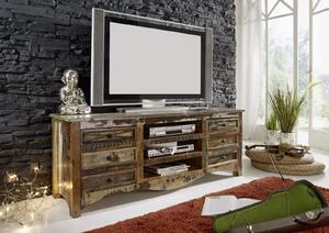 NATURE OF SPIRIT #16 Mobile TV in legno riciclato – laccato / multicolore 160x45x60
