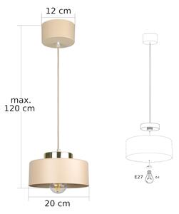 Lampadario sospeso con cavo IGNIA 1xE27/60W/230V beige/oro