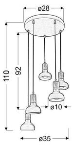 Lampadario a sospensione con filo PUERTO 5xE14/40W/230V