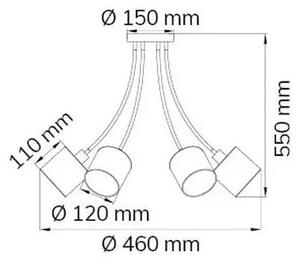 Wofi 9609.06.10.9000 - Lampadario a sospensione con supporto rigido CHARME 6xE14/40W/230V
