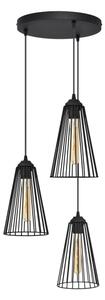 Lampadario a sospensione con filo TORRI 3xE27/15W/230V nero