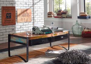Tavolino da salotto in legno di Legno riciclato 120x60x45 multicolore laccato INDUSTRIAL #48